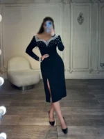 میدی آستین بلند مرواریدی کد 11095