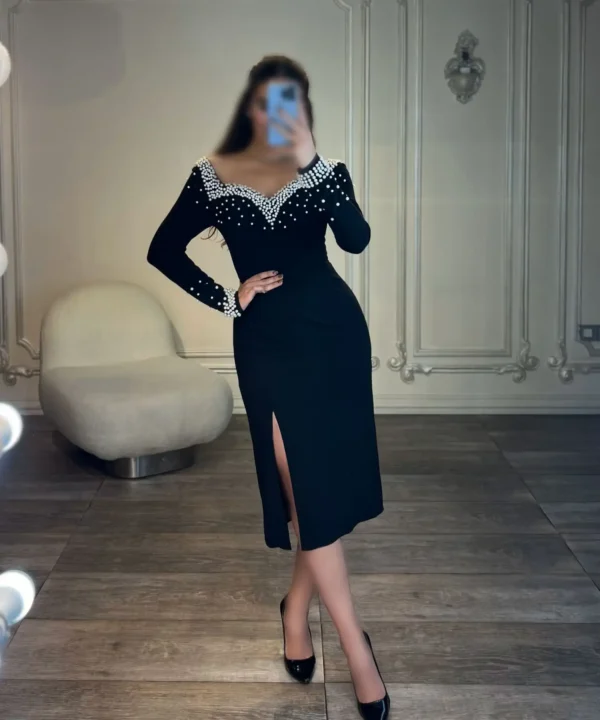 میدی آستین بلند مرواریدی کد 11095