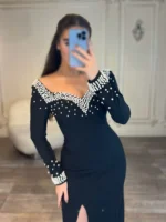 میدی آستین بلند مرواریدی کد 11095 - Image 2