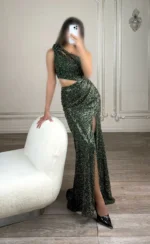 ماکسی یقه رومی پولکی کد Y76 - Image 9