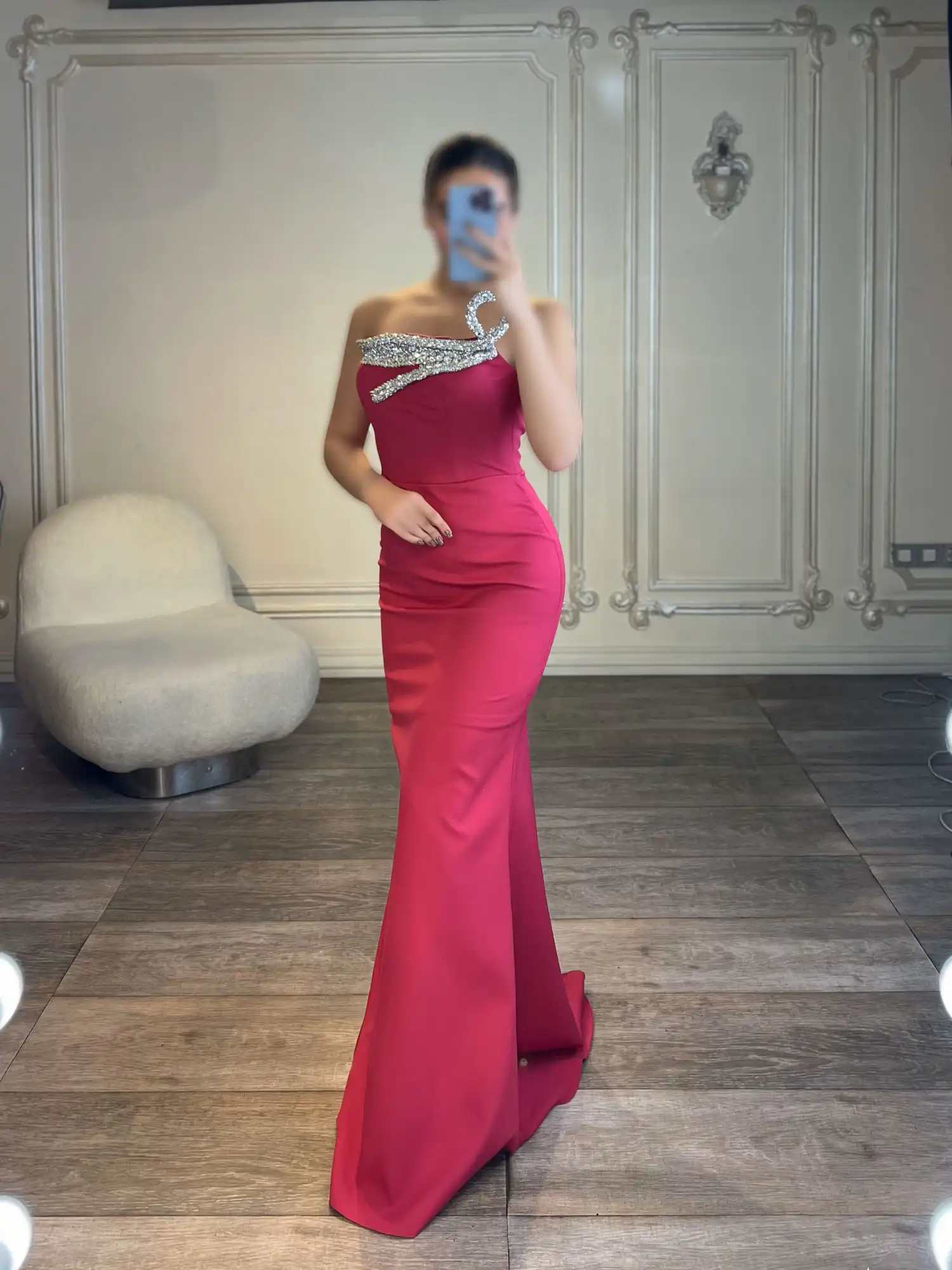 IMG_8210 ماکسی دکلته جلو کار شده کد 3135 - Image 1