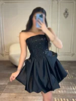 پیراهن کوتاه بالا فنردوزی ساتن کد 3313 - Image 4