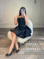 پیراهن کوتاه بالا فنردوزی ساتن کد 3313 - Image 5