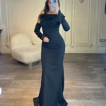 ماکسی دکلته آستین ساتن جدا کد AB88