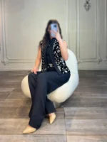 جلیقه کراپ شلوار سوزن دوزی کد 4038015 - Image 2