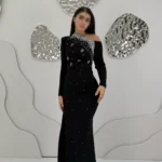 ماکسی آستین دار کار شده کد AB94