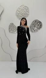 ماکسی آستین دار کار شده کد AB94