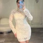 پیراهن کوتاه گیپور آستین دار کد 2499