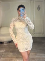 پیراهن کوتاه گیپور آستین دار کد 2499