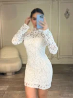 پیراهن کوتاه گیپور آستین دار کد 2499 - Image 2