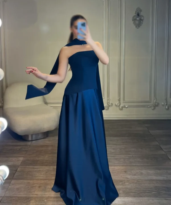 ماکسی دکلته ساتن شالدار کد 2656