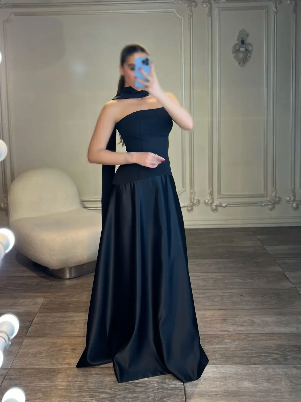 ماکسی دکلته ساتن شالدار کد 2656 - Image 3