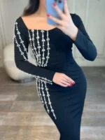 ماکسی آستین دار کار شده کد 10348 - Image 2