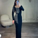 ماکسی آستین دار کار شده کد 10348