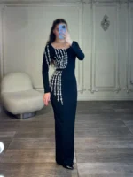 ماکسی آستین دار کار شده کد 10348