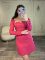 پیراهن کوتاه یقه کار شده کد 2882