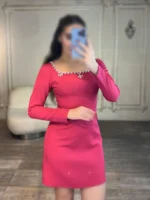 پیراهن کوتاه یقه کار شده کد 2882 - Image 2