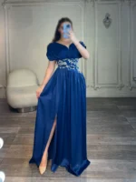 ماکسی ساتن کمر کار شده کد 10387