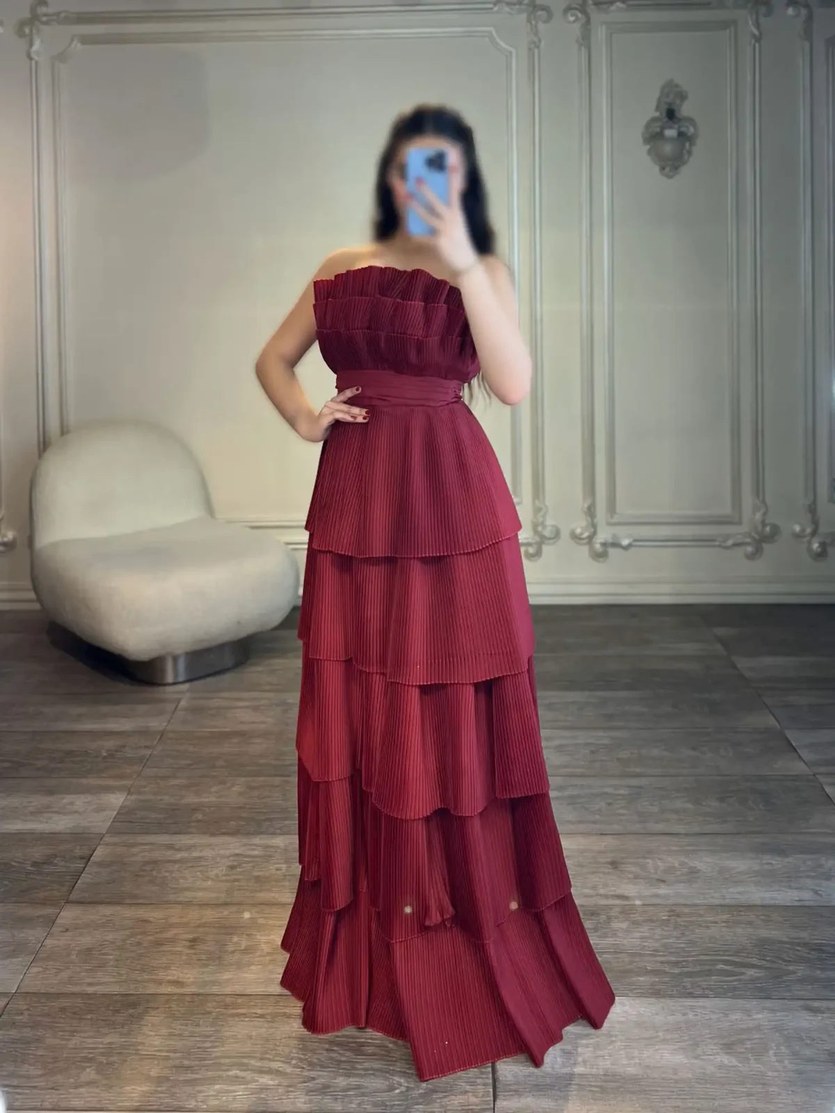 ماکسی دکلته پلیسه چین دار کد 3210 - Image 5