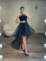 پیراهن کوتاه پشت بلند ارگانزا کد AA80