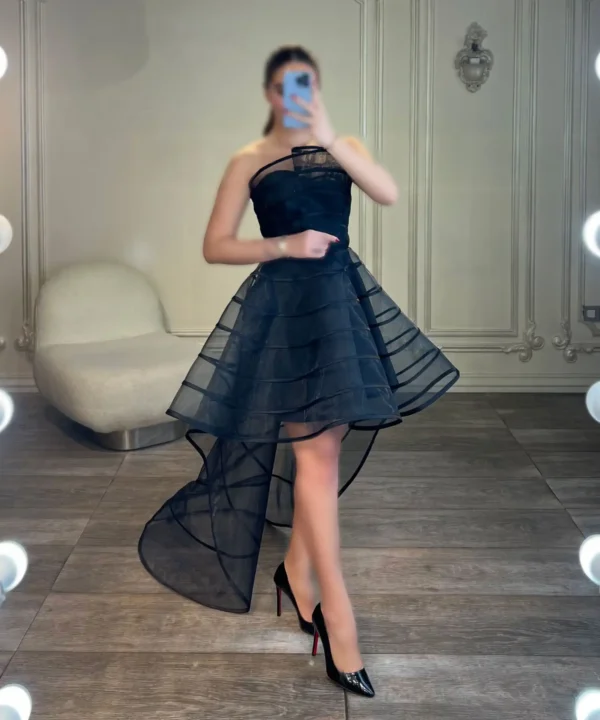 پیراهن کوتاه پشت بلند ارگانزا کد AA80