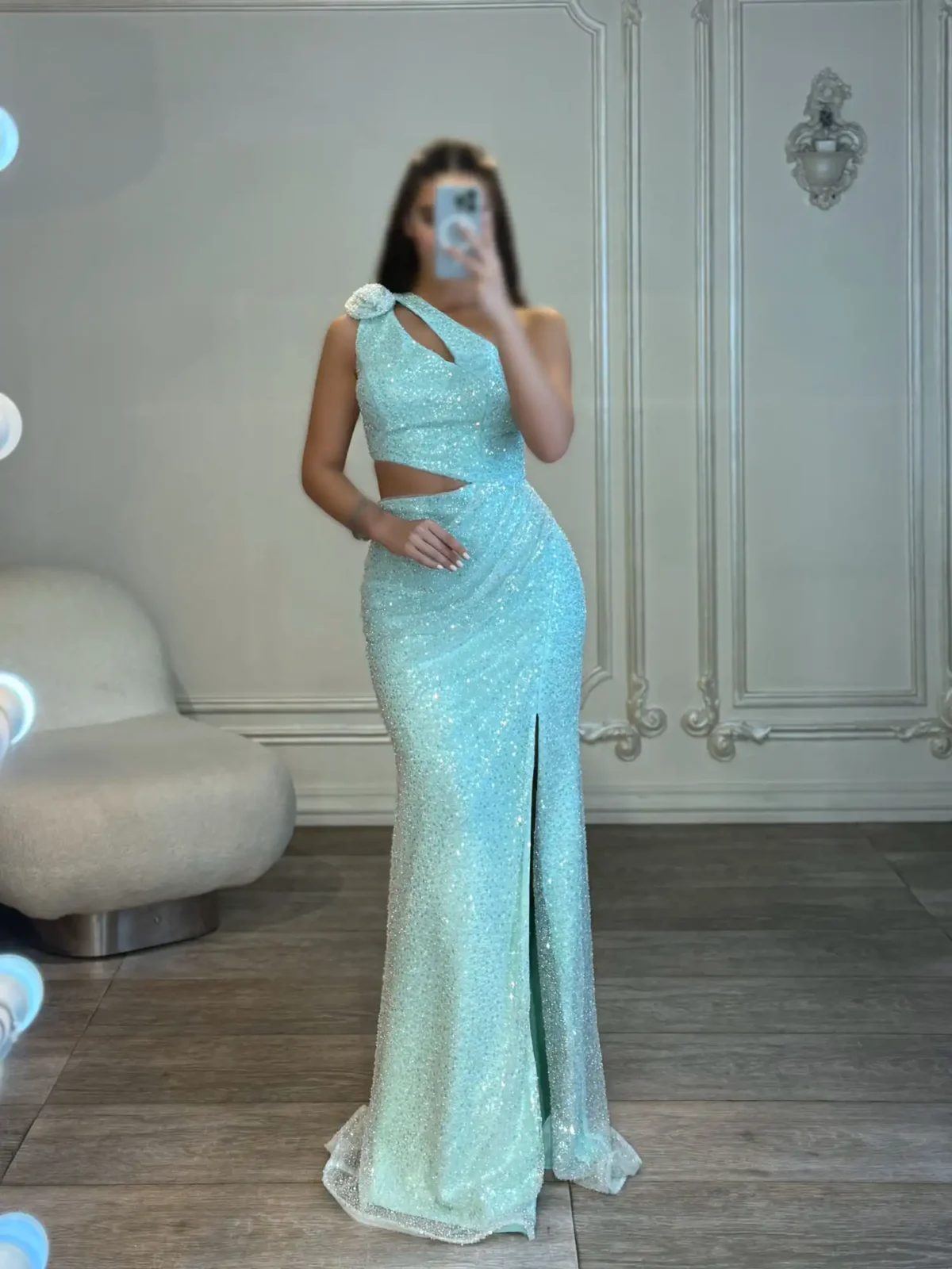 ماکسی یقه رومی پولکی کد Y76 - Image 5