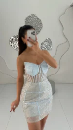 پیراهن کوتاه نگینی کد Y96 - Image 2