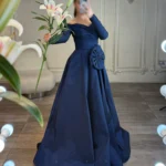 ماکسی تافته آستین دارجلو گل کد AB52