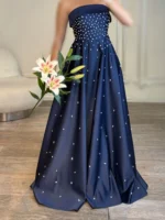 ماکسی یقه قایقی سنگ کار شده کد 2996 - Image 3