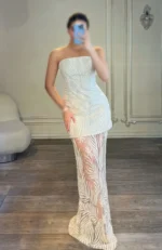 پیراهن دامن گیپور خوشه ای کد 3050