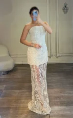 پیراهن دامن گیپور خوشه ای کد 3050 - Image 4