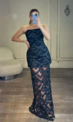 پیراهن دامن گیپور خوشه ای کد 3050 - Image 3