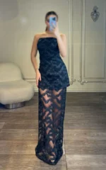 پیراهن دامن گیپور خوشه ای کد 3050 - Image 6