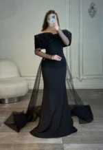 ماکسی یقه پاپیون دامن تور کد AB61 - Image 2