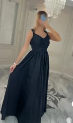 پیراهن ساتن سرشانه منجوق کد 2730 - Image 6