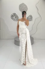 ماکسی دکلته گیپور شالدار کد 2987 - Image 5