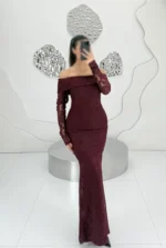 ماکسی دانتل یقه قایقی کد ۳۲۸۱