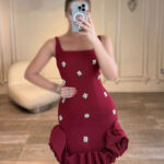 پیراهن عروسکی دو بنده نگینی کد 2773