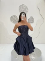 پیراهن کوتاه بالا فنردوزی ساتن کد 3313 - Image 8