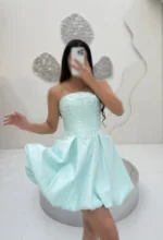 پیراهن کوتاه بالا فنردوزی ساتن کد 3313