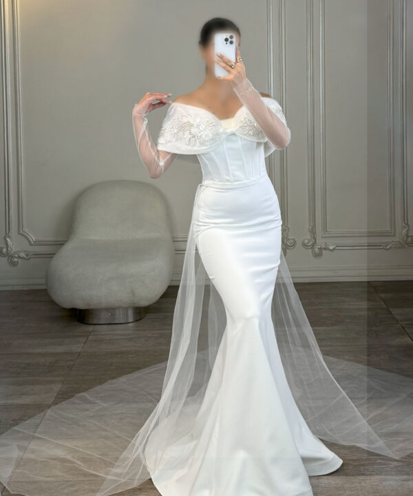 ماکسی یقه پاپیون دامن تور کد AB61