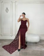 ماکسی دکلته گیپور شالدار کد 2987 - Image 6