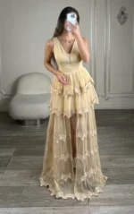 ماکسی پله ای جلو چاکدار کد 3025 - Image 4