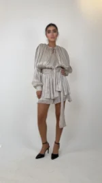 پیراهن پلیسه کمربندار 3289 - Image 2