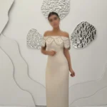 میدی یقه قایقی کار شده 3280