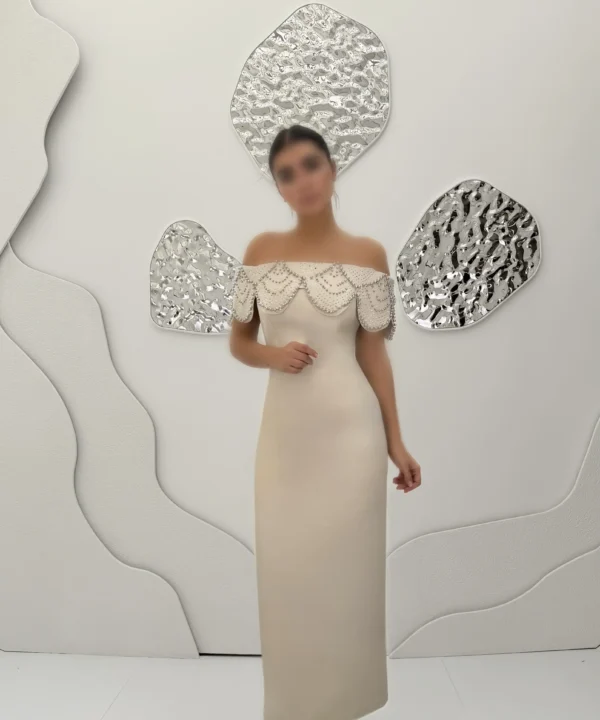 میدی یقه قایقی کار شده 3280