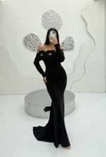 ماکسی یقه قایقی نگینی11110