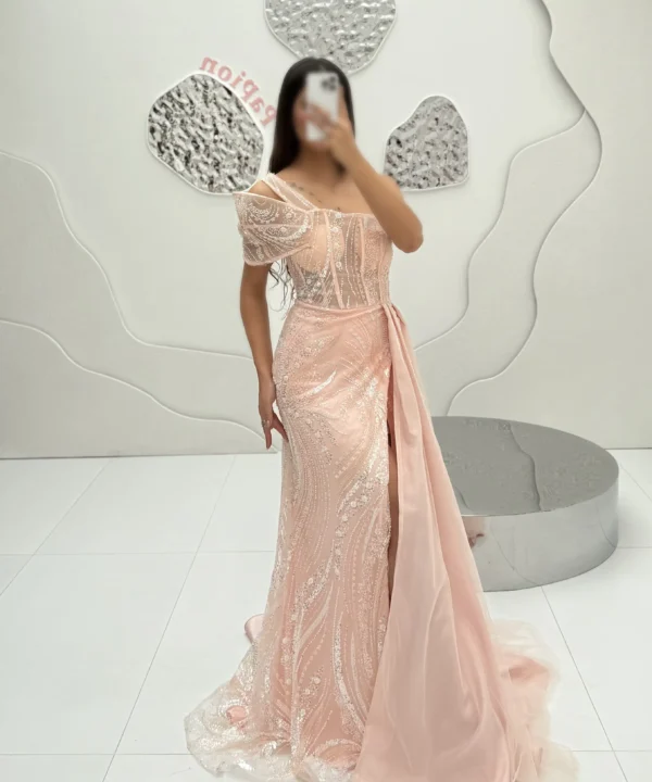 ماکسی یقه رومی کار شده لوکس ab41