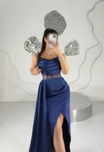 ماکسی شالدار یقه دراپه 2462/1