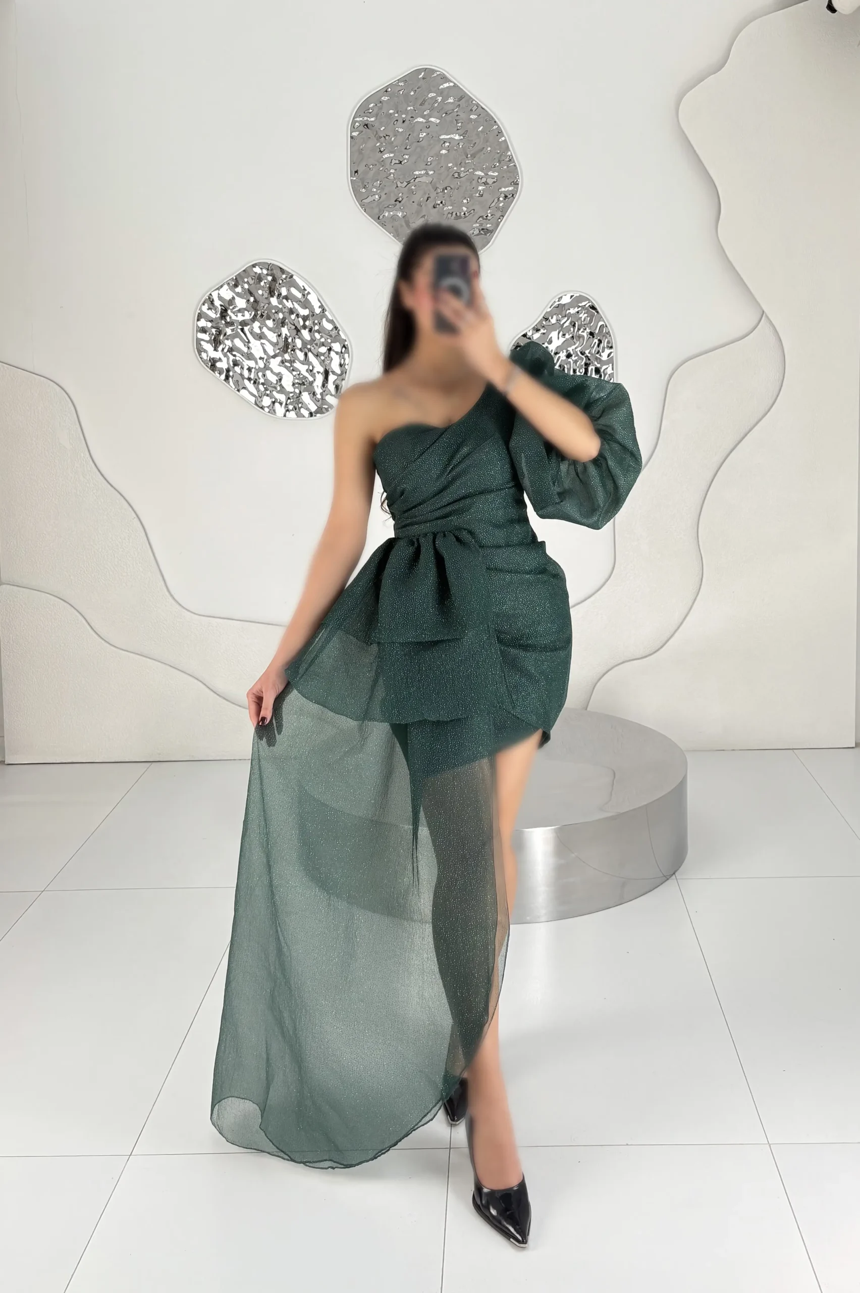 IMG_3312 ف پیراهن شاینی آستین پفی 10995 - Image 1